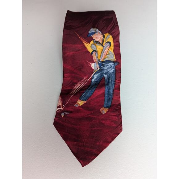 Terry Rose Golf Tie Silk Tee Shot Red Dad Necktie Office Novelty Gift - Picture 1 of 3